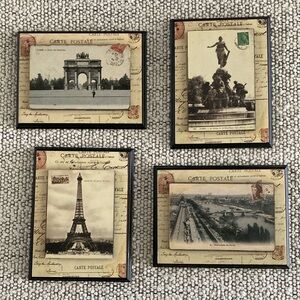 Paris Postcard wall plaques, set of 4